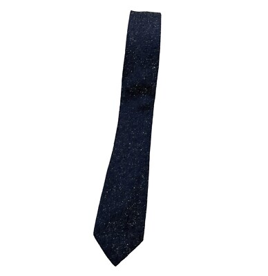 ALTEA Silk Tie ITALY Navy White Herringbone Speckled W:2.5'' EUC