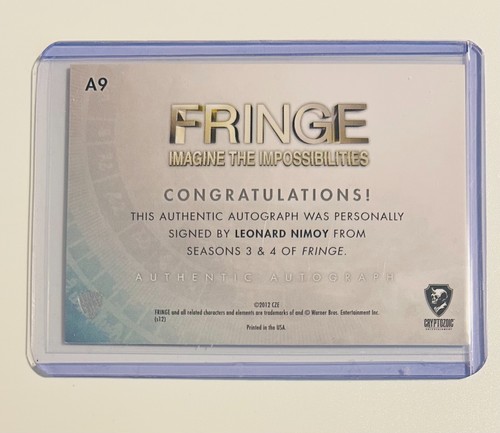 FRINGE Temporadas 3-4 LEONARD NIMOY como Dr. William Bell TARJETA DE AUTÓGRAFO A9 - Imagen 2 de 2