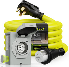 50 Amp Generator Cord 15FT and Power Inlet Box, NEMA 14-50P Male to SS2-50R 125/