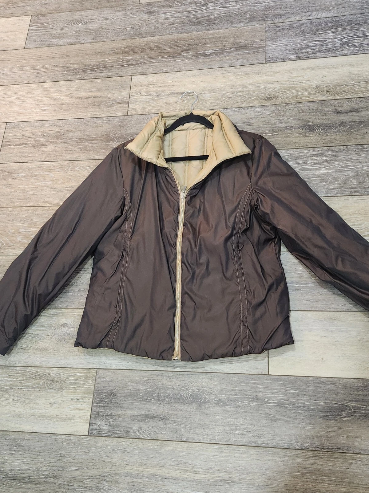 Giacca donna Michael Kors reversibile con colletto imbottito beige e marrone. Taglia grande