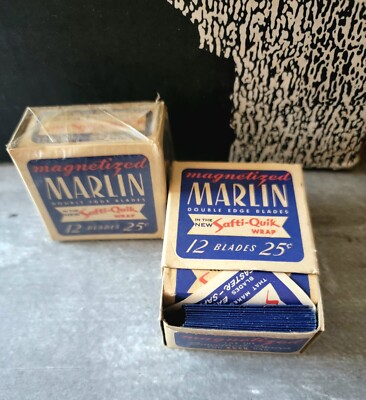 MARLIN Double Edge Razor -  2 New Old Stock - 1 Sealed, 1 Unsealed - 12 per Box