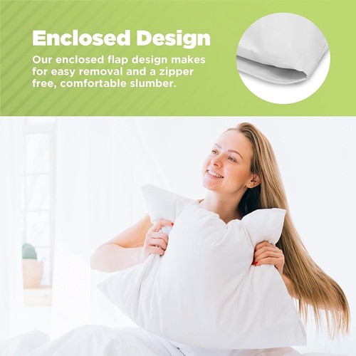 Funda de almohada de algodón - Funda de almohada hipoalergénica de satén de 300 hilos con cremallera - Imagen 31 de 34
