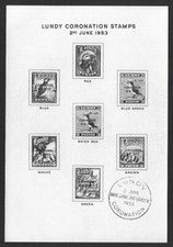 Lundy 1953 Coronation black cancelled First Day