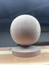 Large Wood Ball Finial (5 1/4” Ball Diameter) . Fits A 6x6. Redwood.