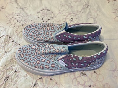 Vans Slip On Purple Leopard Girls Size Animal Print Shoes Skateboarding  Casual