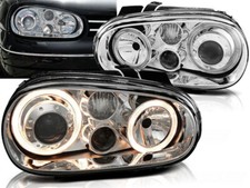 FARI FANALI ANTERIORI CROMATI ANGEL EYES VW GOLF 4 97-04 H7 H7 H3