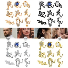 8-9PCS L Bend Nose Stud Surgical Steel L CZ Gems Septum Nose Rings Piercing 20g