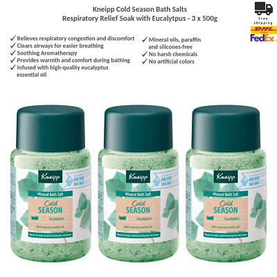 Kneipp Cold Season Bath Salts Respiratory Relief Soak with Eucalytpus 3x500g