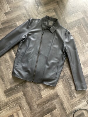 LOT 78 LEATHER JACKET, BLUE/GREY, SIZE 50 DESIGNER