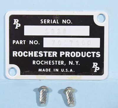 Corvette Fuel Injection Plenum Identification Data Plate Tag 7017300 ...