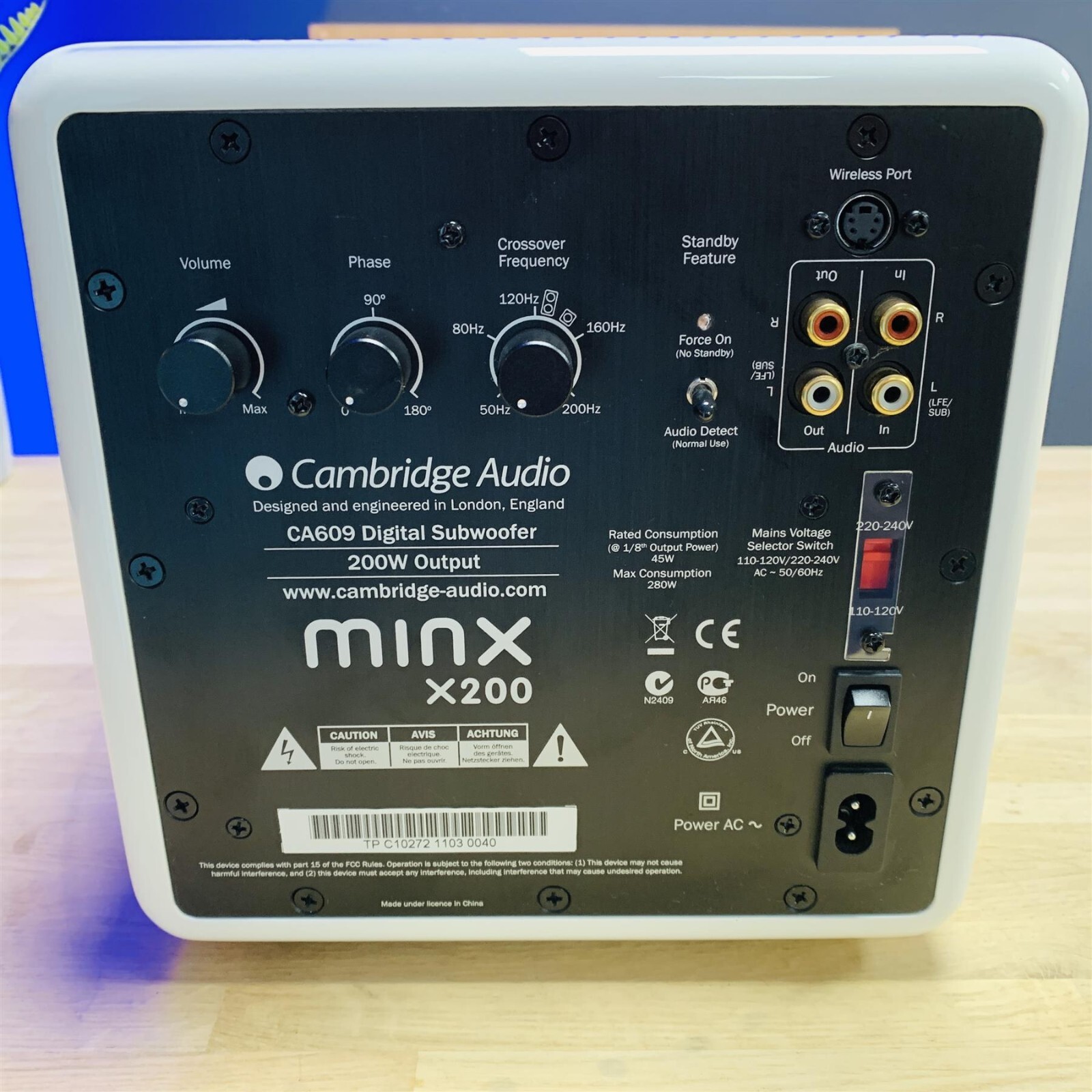 Cambridge Audio Minx X200 HiFi Home Audio 200W Subwoofer White inc