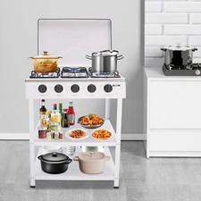 White 5 Burners Portable Natural Gas Stove Propane Burner For Rv Outdoor Cooking