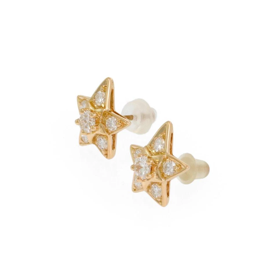 Aretes Chanel de oro amarillo de 18 quilates con estrella y respaldo atornillado Foto 2 de 4