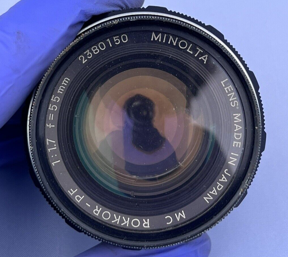 Vintage Minolta MC Rokkor-PF F1.7 55mm Camera Lens Japan & Vivitar