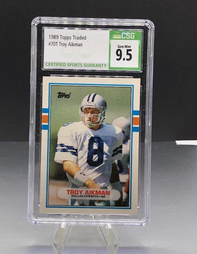 1989 Topps Football #70T Troy Aikman Cowboys RC Rookie HOF SGC 9.5 Gem Mint HOF