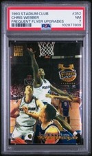 1993 Stadium Club CHRIS WEBBER Warriors FREQUENT FLYER UPGRADES Rookie 352 PSA 7