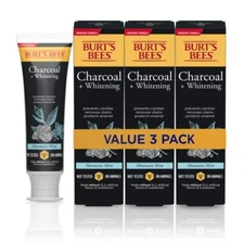 Burt's Bees Charcoal Toothpaste Pack of 3 Fluoride SLS Free Essential Oils