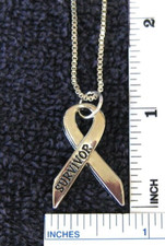 Cancer Survivor Ribbon Charm Necklace - BRAND NEW!  Great Gift!