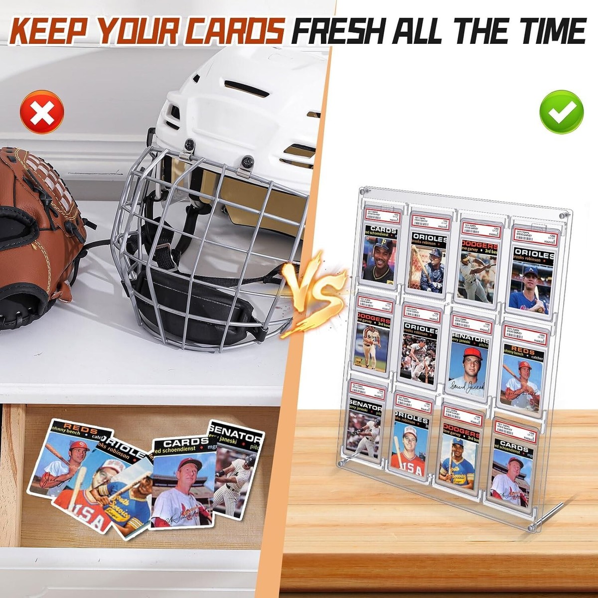 12 card display case Graded Trading Card Display Case 12 Pcs Acrylic Sport Baseball PSA Slabs  Holder