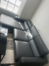 Grey L-Shape Compact Comfy Leather Corner Sofa (PTP)