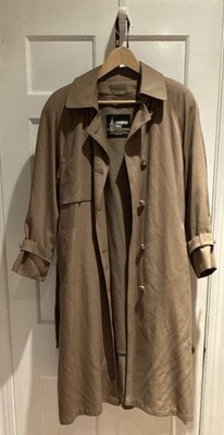 London Fog Beige Long Trench Coat Removable Wool Lining Women's Petites Size 8