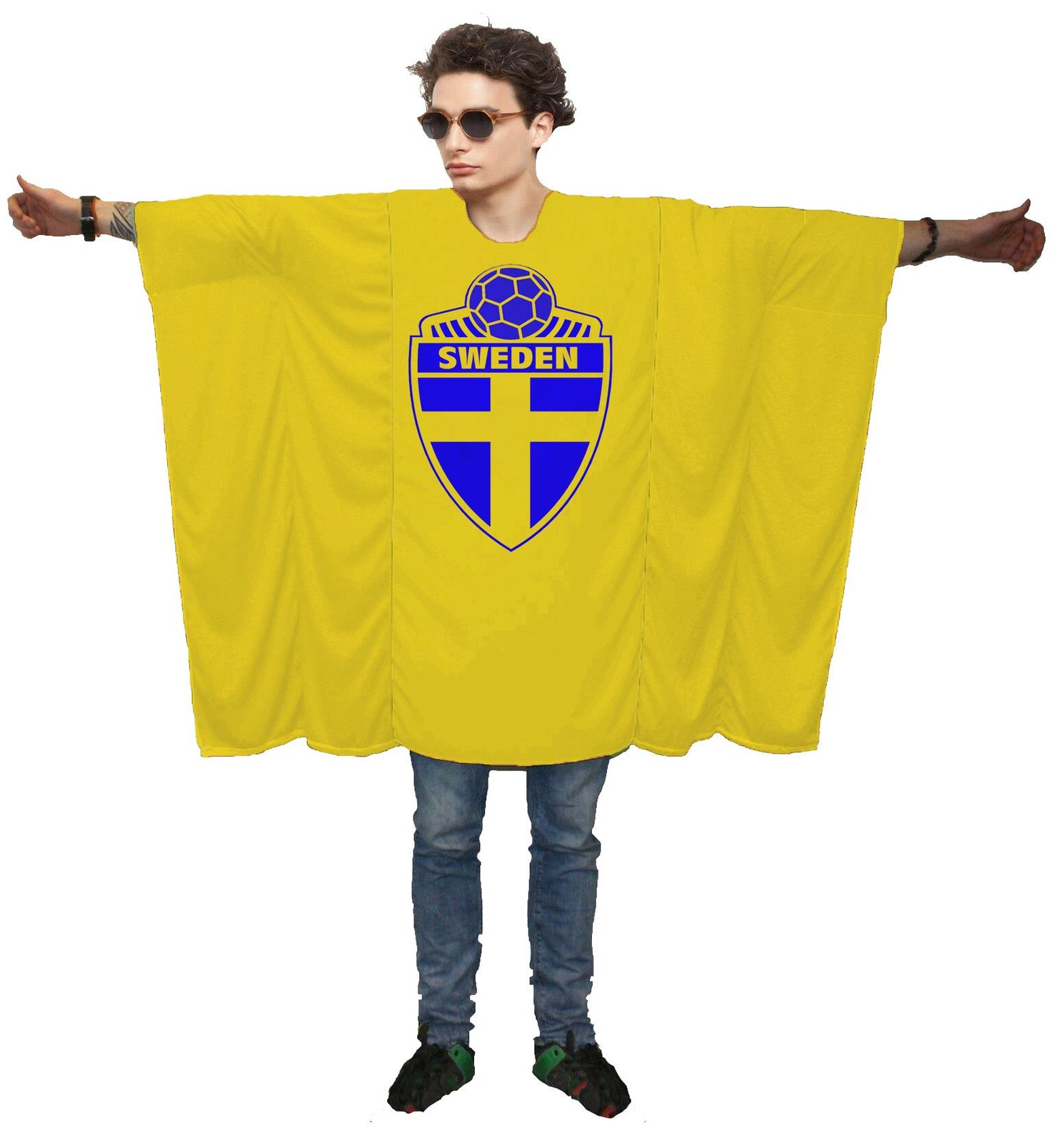 Adults Sweden National Flag Sveriges Flagga Supporters Poncho Fancy Dress