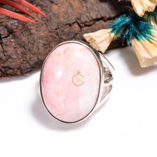 Pink Opal Ring 925 Sterling Silver Handmade Statement Rings Jewelry Gift for Her