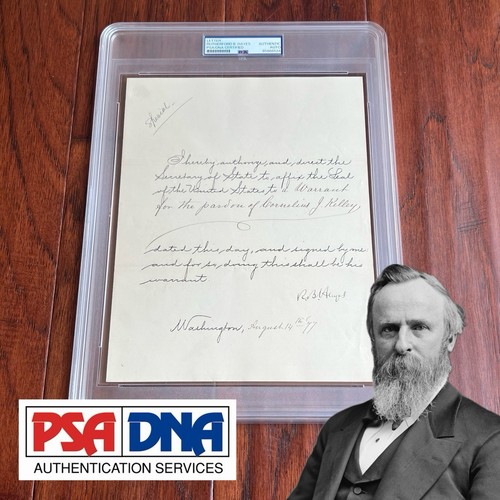 RUTHERFORD HAYES Autograph AFFIX THE SEAL Pardon Signed AS PRESIDENT 1877 * PSA
