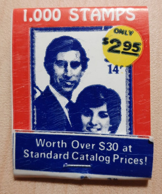 Vtg Princess Diana & Prince Charles Matchbook Stamps Ad - Matches Book UNUSED
