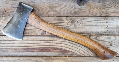 Vintage Hatchet or Camp Axe w/ Wood Handle - Eye Ridges/Splines Unbranded Ax