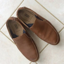 MEN'S JOHNSTON & MURPHY SHOES 11 1/2  M BROWN LEATHER SLIP ON SHEEPSKIN 25-8310