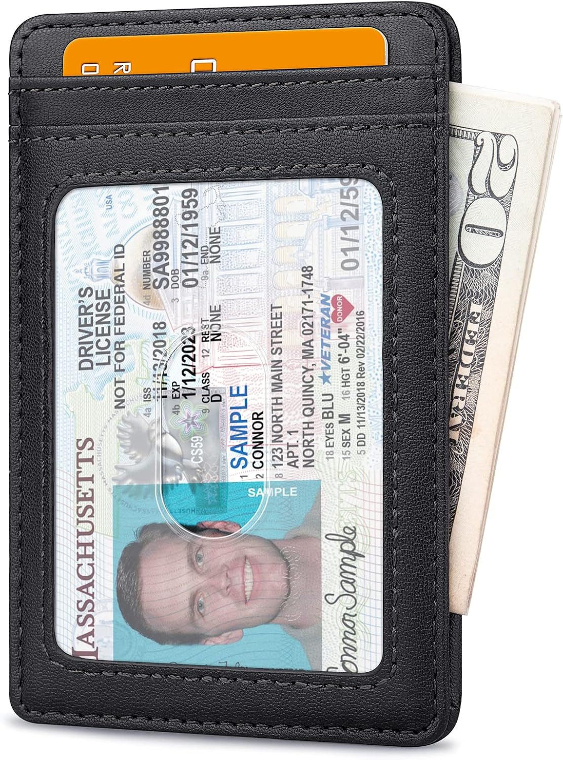 Buffway Mens Slim Wallet, Minimalist Thin Front Pocket Leather Credit Card 