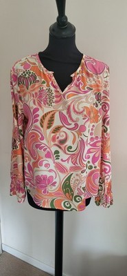 More&More Bluse Gr 38 Beige Pink gemustert - Kaum getragen