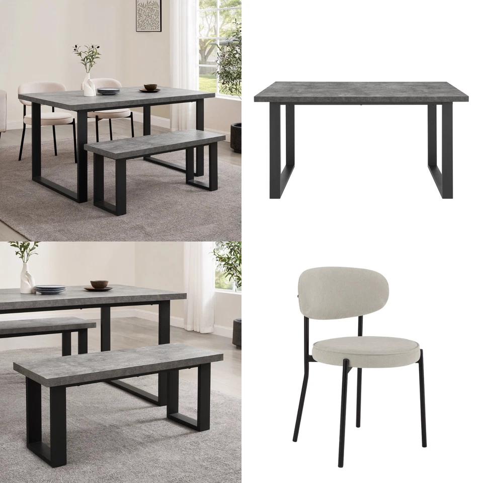 Dusk Harper 150cm Dining Table and Bench and 2 x Mia Dining Chairs RRP £457