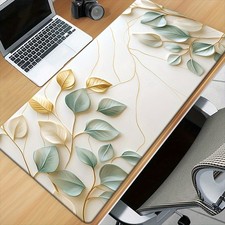 40 90cm Oversized Gaming Mouse Pad with Golden Leaf Design - Non-Slip Rubber Bas