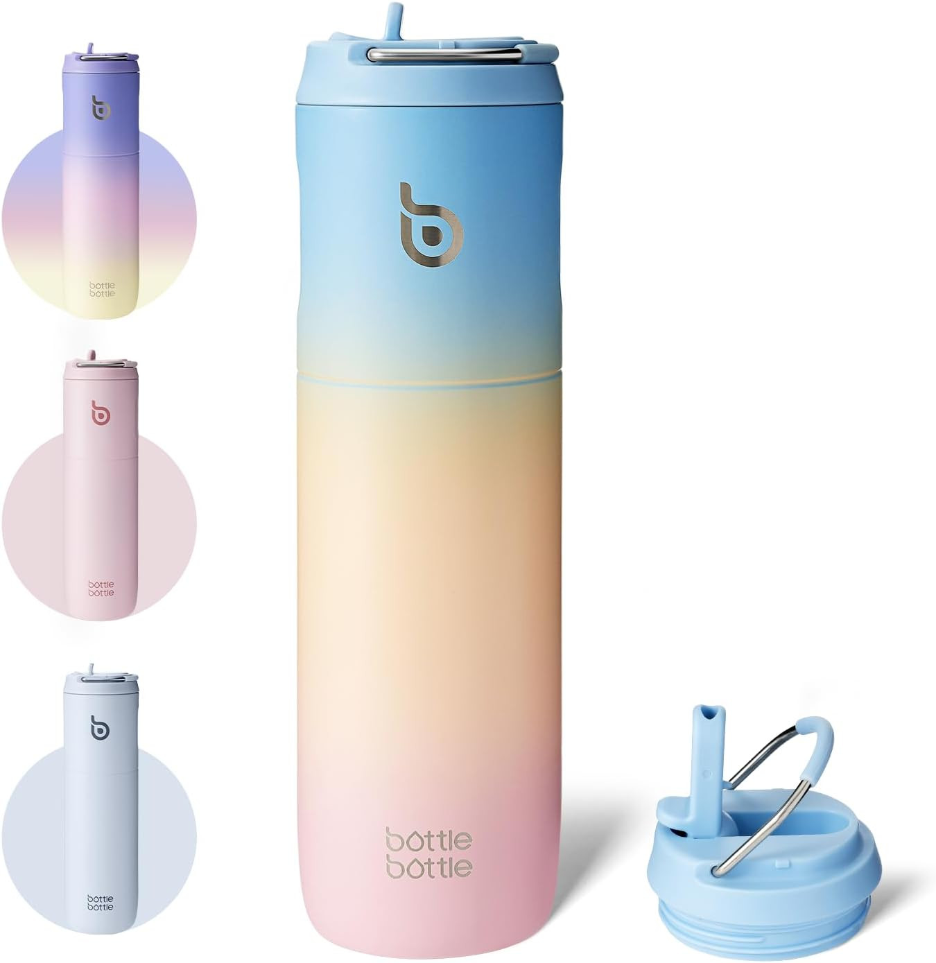 Insulated Water Bottle 24Oz with Straw Lid and Handle for Sports Travel Gym Stai — image 10