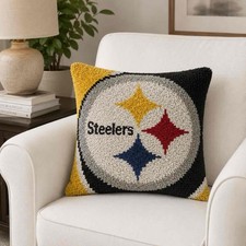 NFL Pittsburgh Steelers 16"x16" Latch Hook Crafts Pillow Kit Yarn Craft NEW