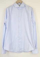 Suitsupply Men's Shirt 41L/16L Blue Pure Cotton Extra Slim Striped