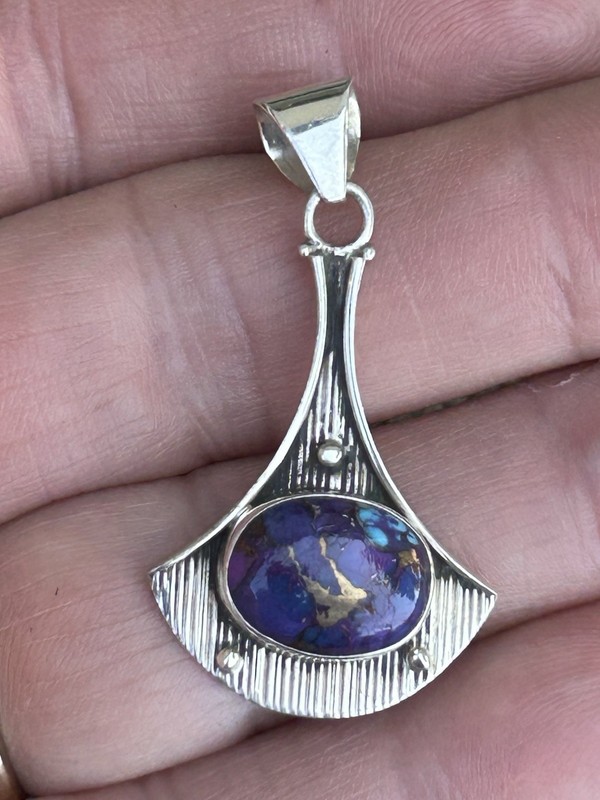 Purple Copper Turquoise 925 Sterling Silver Pendant