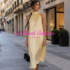 ZARA WOMAN NWT SALE! ZW COLLECTION SATIN HALTER DRESS YELLOW 2172/560/300