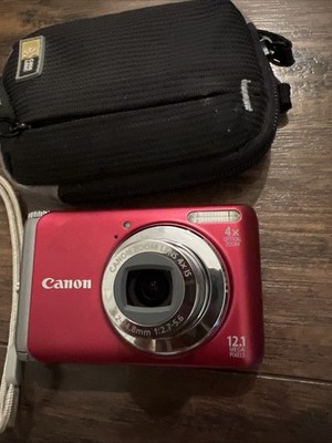 Canon PowerShot A3100 IS Red 12.1MP Digital Camera Used Condition Tested Read 