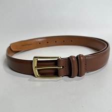 Vintage Lands End Brown Leather Belt w/ Solid Brass Buckle Sz 42 USA 77420