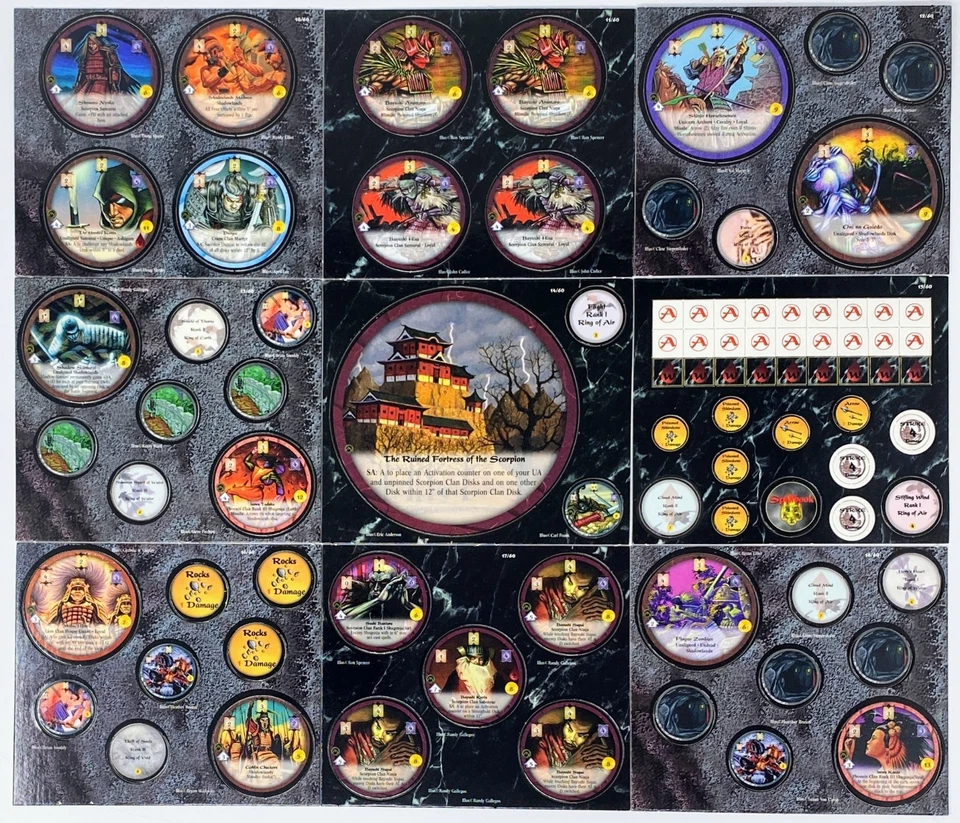 FFG Legend of the Five Rings Diskwars: Shadowlands 60/60 Complete Set UNPUNCHED - Image 3 of 4