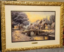 Thomas Kinkade Cobblestone Christmas Cobblestone Lane VI Limited Edition 22"×29"