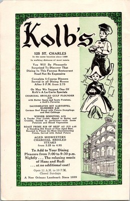Kolb's 125 St Charles New Orleans Landmark Since 1899 1966 New Orleans Ad TAK4-6