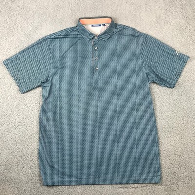 Devereux Golf Polo Shirt Mens Size Large Blue Geometric Stretch FireRock Logo