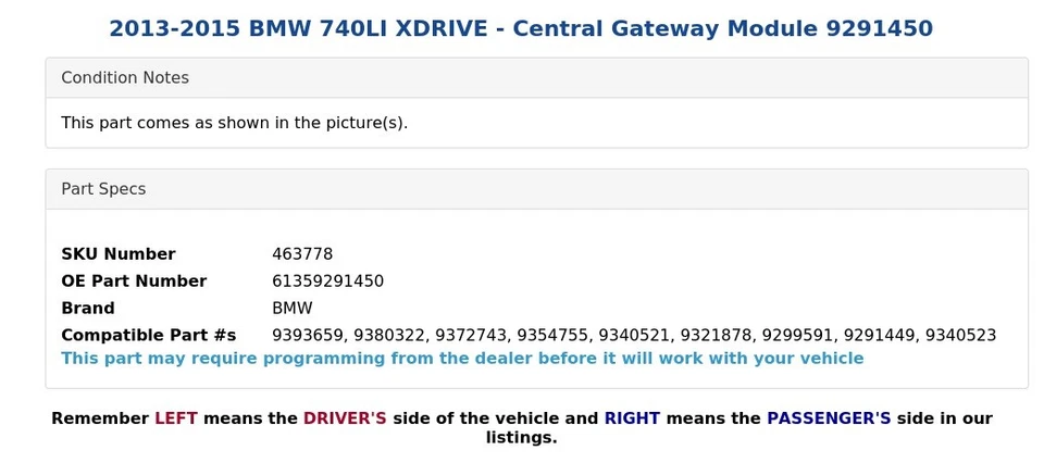 2013-2015 BMW 740LI XDRIVE - Módulo Gateway Central 9291450 - Imagem 3 de 3