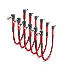 6-Pack 6-Inch Braided Guitar Pedal Patch Cables with Right-Angle Connectors