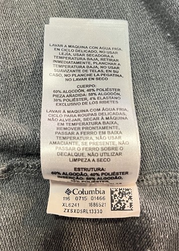 Columbia Hoodie XL Gray 3/4 Sleeve Pullover Kangaroo Pocket Casual Outdoor - Picture 10 of 13