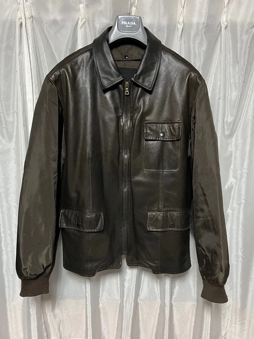 PRADA Leather Outer Shell Brown Coats, Jackets & Vests for Men for